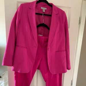 H&M Linen Magenta Suit [Blazer and Pant]